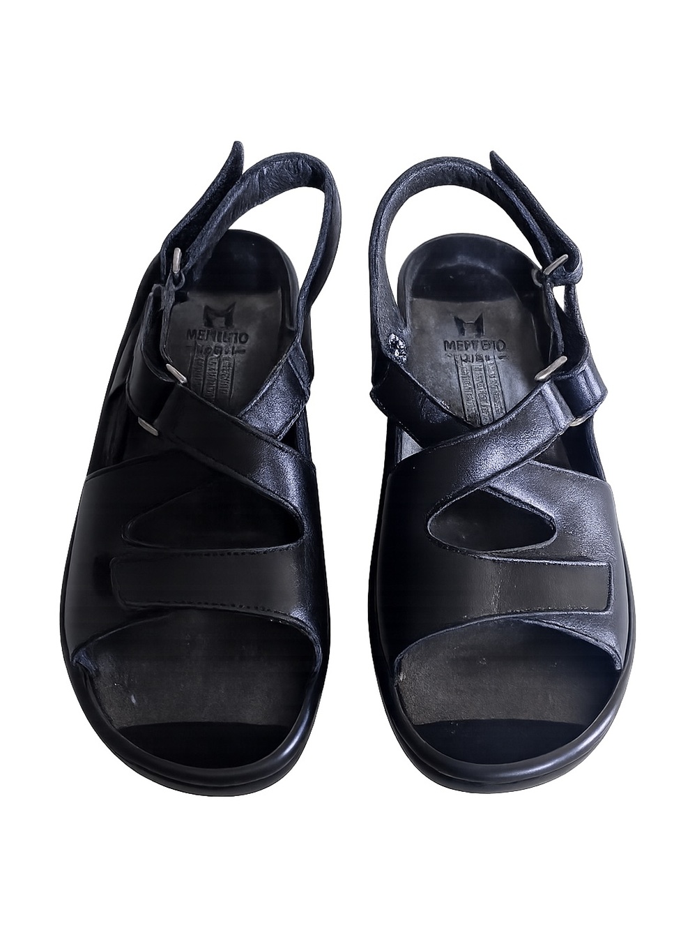 Mephisto Mobils Black Leather Comfort Sandals EU 38 – No Footbeds